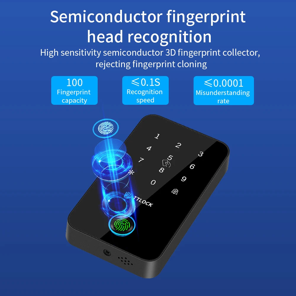 BSTUOKEY Étanche IP67 Serrure intelligente TTlock Contrôle d’accès Clavier Extérieur Empreinte Digitale Mot de passe Bluetooth 13.56MHz Carte App Déverrouiller