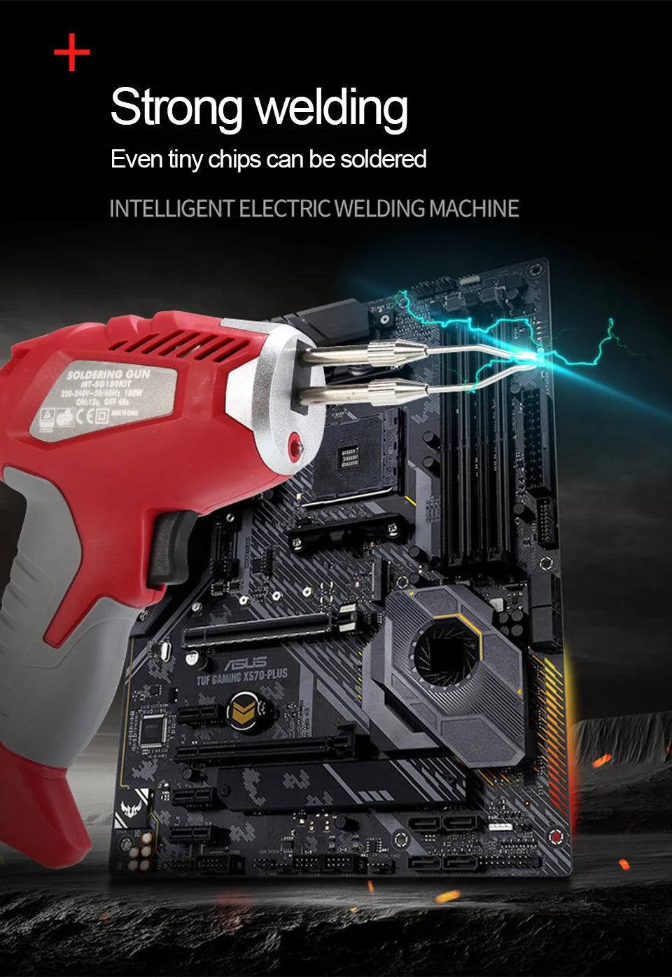 180W Fast Thermal Electric Soldering Iron Industrial-grade High-power Welding Repair Tool Soldering Gun EU Plug Rework Station