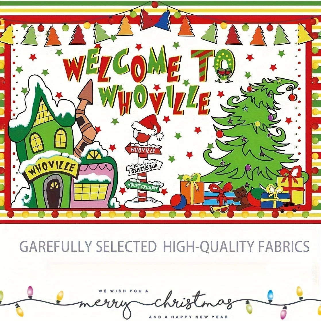 Christmas 'Welcome to Whoville' Fabric Backdrop
