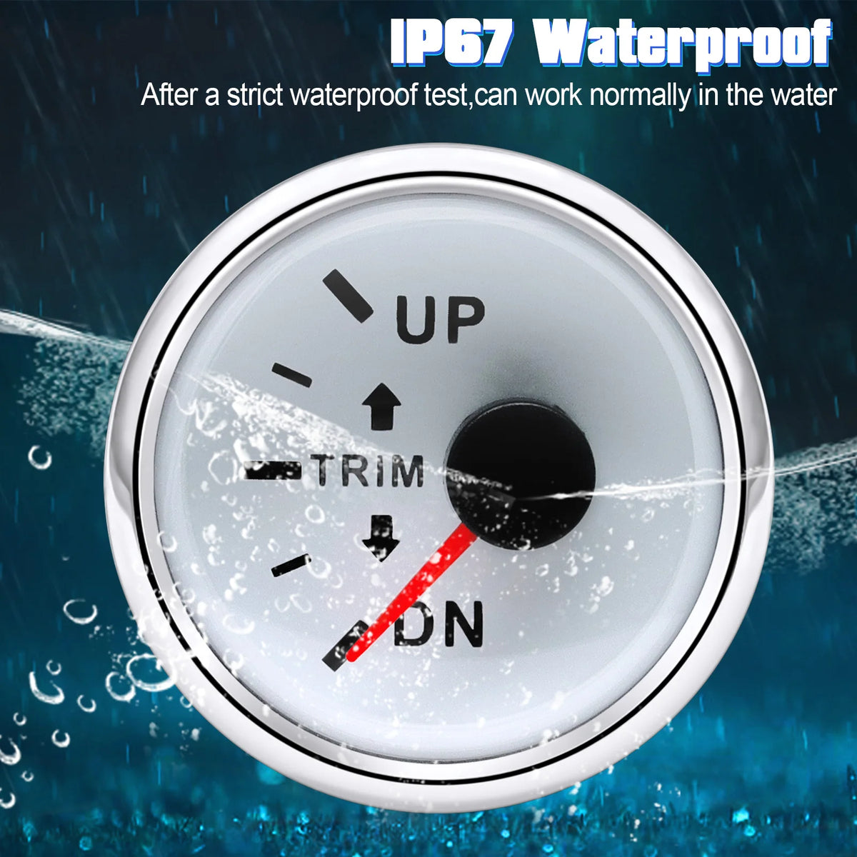 AD 52mm Marine Trim Tilt Indicator Meter 2 Inch Boat Trim Gauge for Inboard Outboard Engine with Red Backlight 9-32V Trim Meter