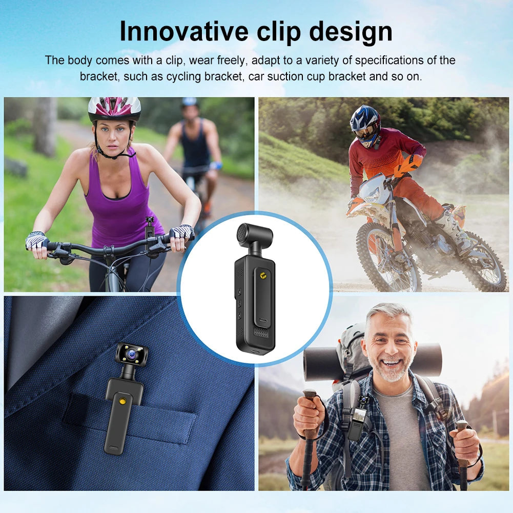 Action Mini Camera Outdoor Sport Video Recorder Body Camera Night Vision 180 Rotatable Wearable Body Worn Cam For Outdoor Sport