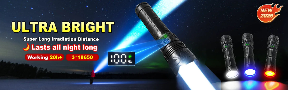 2026 New Upgrade Ultra Powerful Flashlights Rechargeable LED Tactical Torch Super Bright Lamp Outdoor Adventure Fishing Camping
