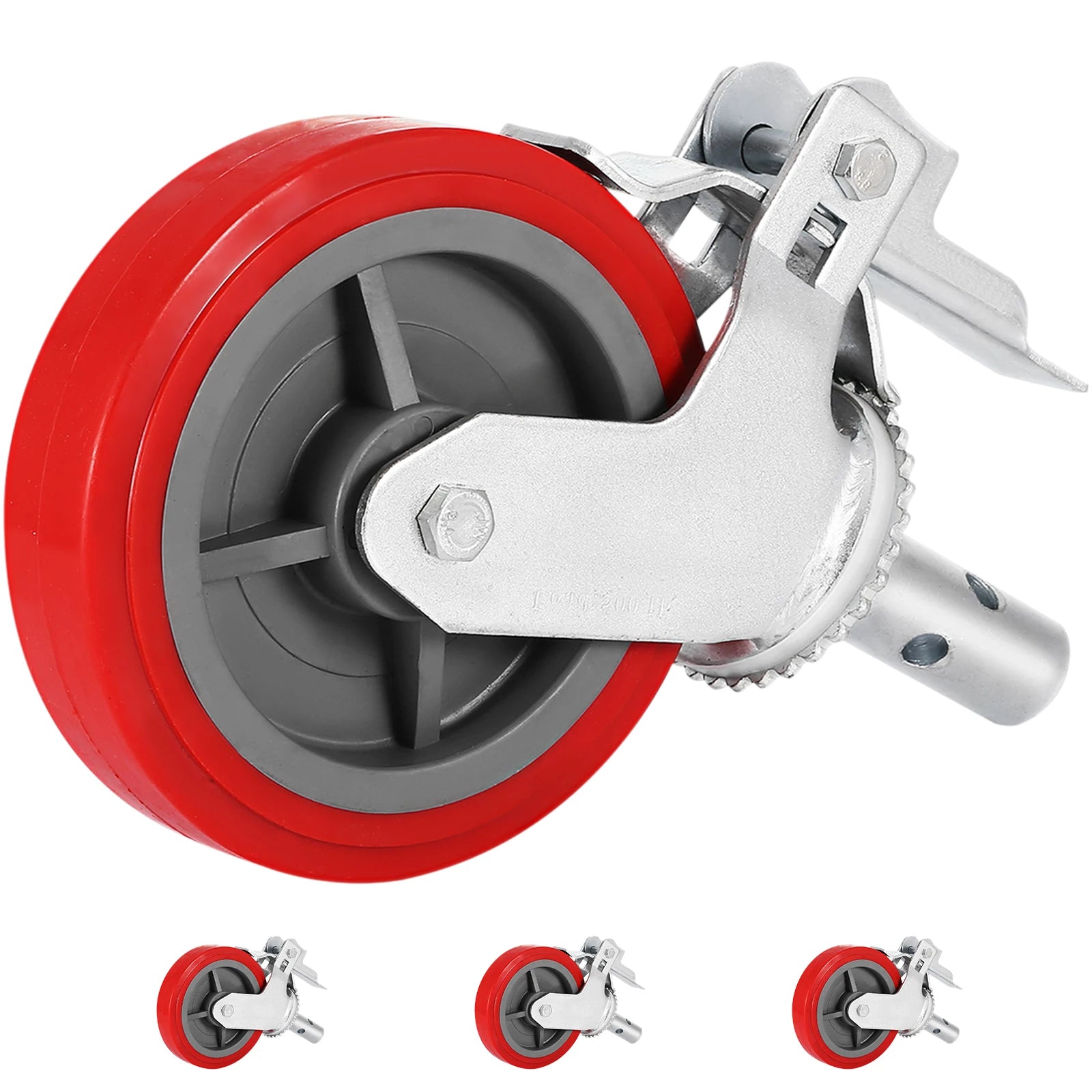 8" Polyurethane Swivel Caster Wheels Set with Brakes 3200 lb