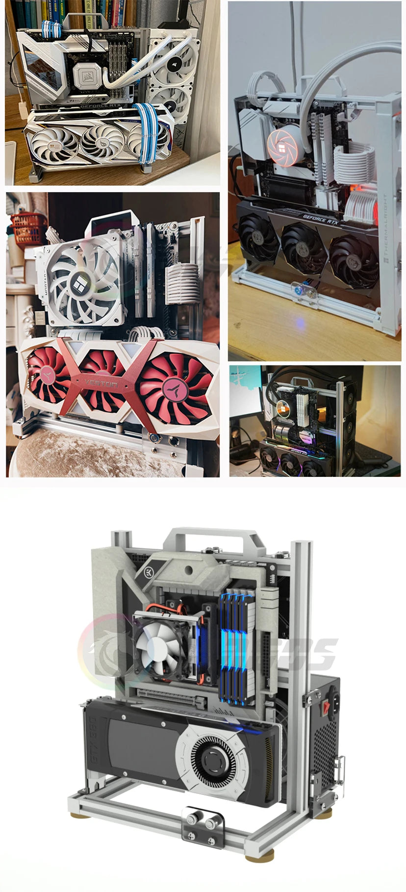MOD Gamer-behuizing, DIY ITX MATX ATX PC-behuizing open frame rek, waterkoeler desktop computer gaming chassis, verticale persoonlijkheid