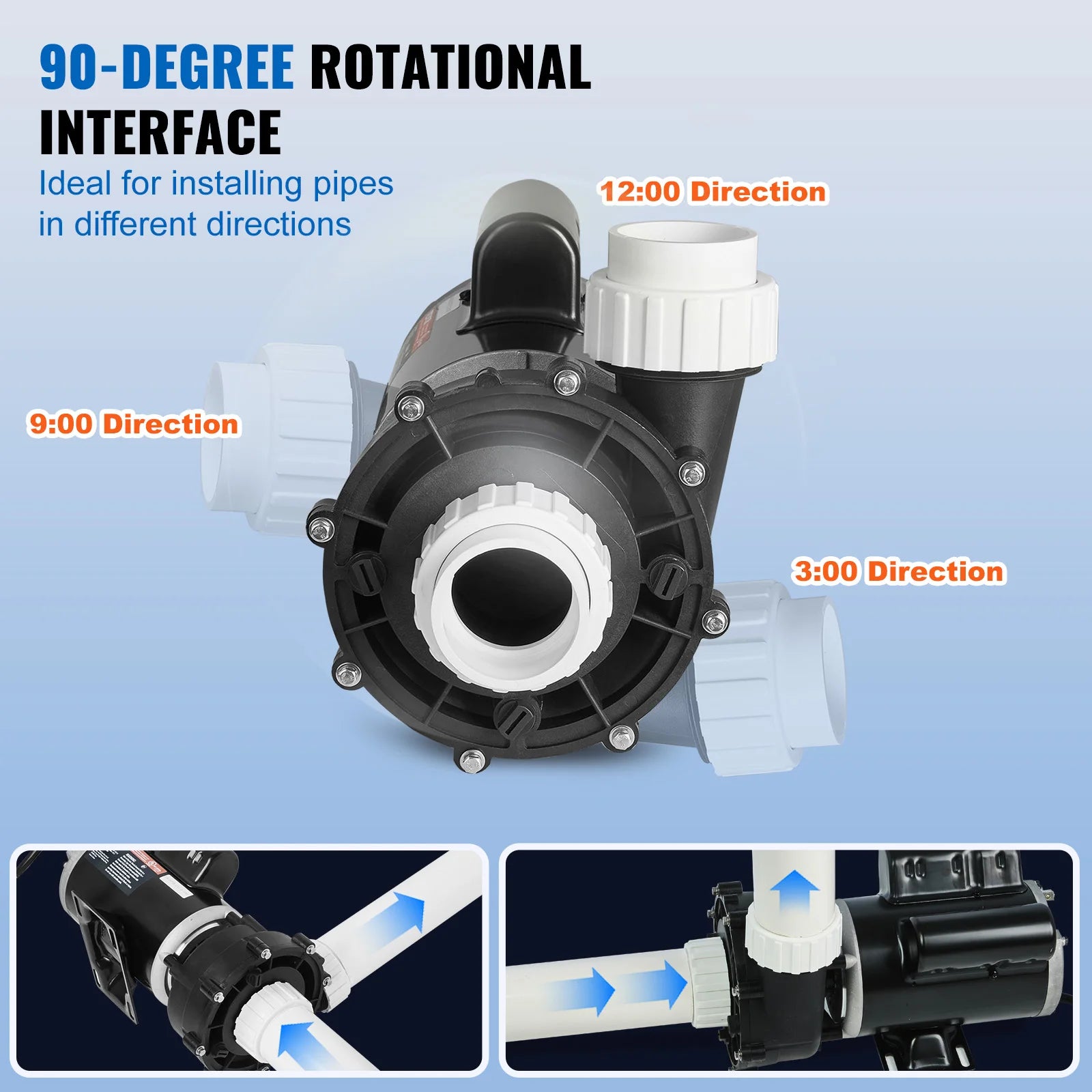 SucceBuy 2 Speed SPA Pump 48/56-Frame AC110-120V SPA Pump 1.5HP/3HP/4HP High Speed 2'' Port 90° Rotational Interface for Hot Tub