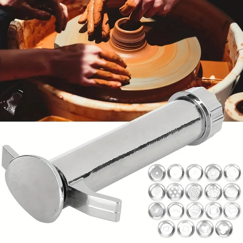 Stainless-Steel Clay Extruder with Shape Discs