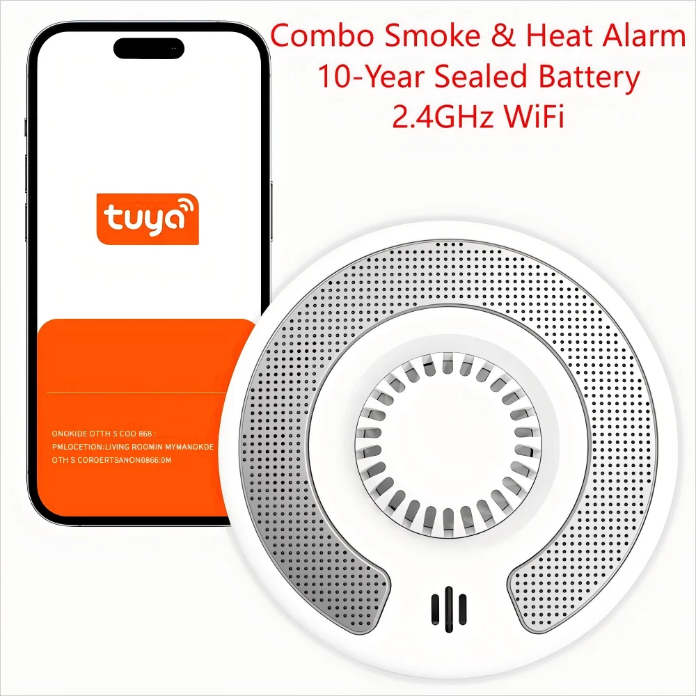 Tuya Combo Smoke & Heat Detector with 10-Year Sealed Battery