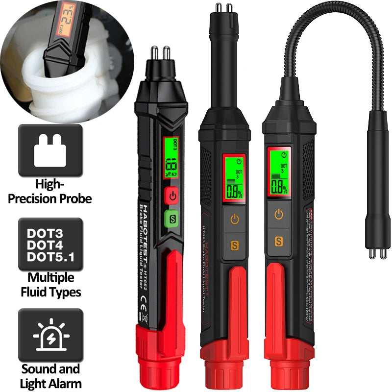 3-Colors Backlight Portable Digital Brake Fluid Tester Accurate Auto Car Brake Oil Tester Sound Light Alarm DOT3 DOT4 DOT5.1
