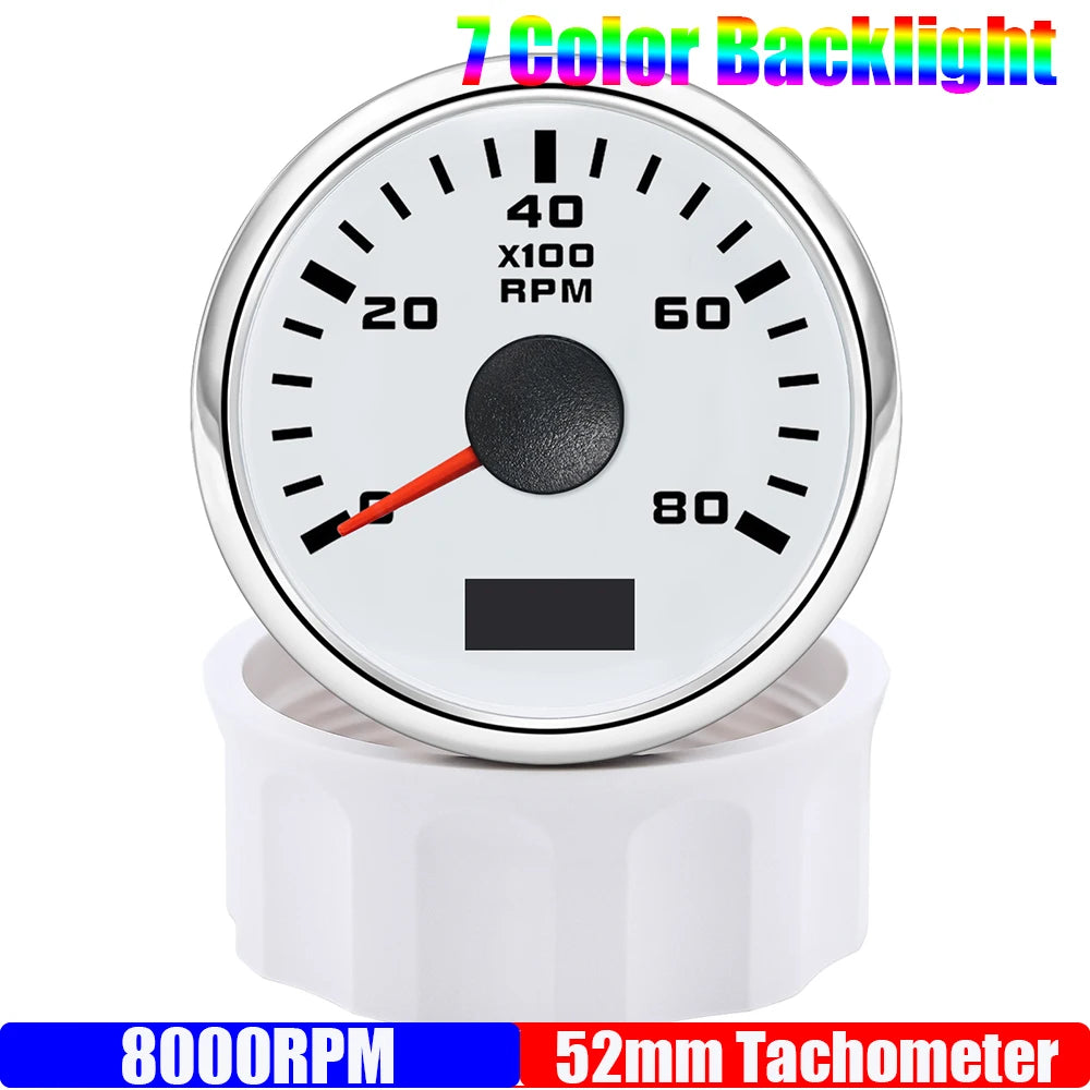 52 mm Tachometer Gauge with 7-Colour Backlight for Car and Boat