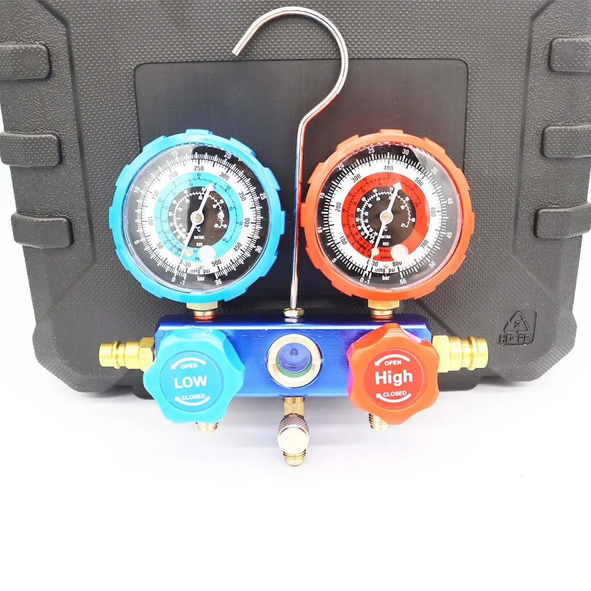 NEW Car Air Conditioning Pressure Manifold Gauge Hose Kit R22 R-410A R-134a R-404A Refrigerant Pressure Gauge Set Storage Box