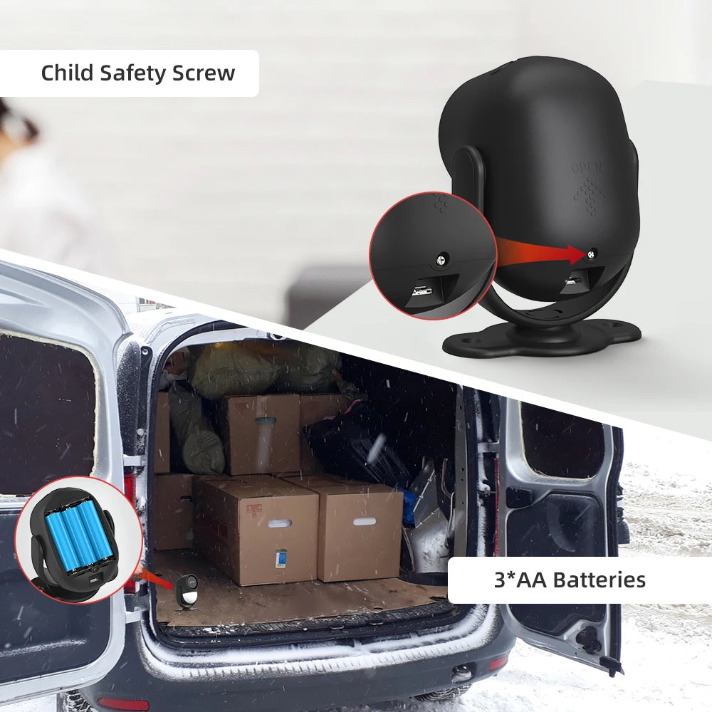 CPVAN Bezdrôtový pohybový senzorový alarm s detekciou 8 m a sirénou 125 dB