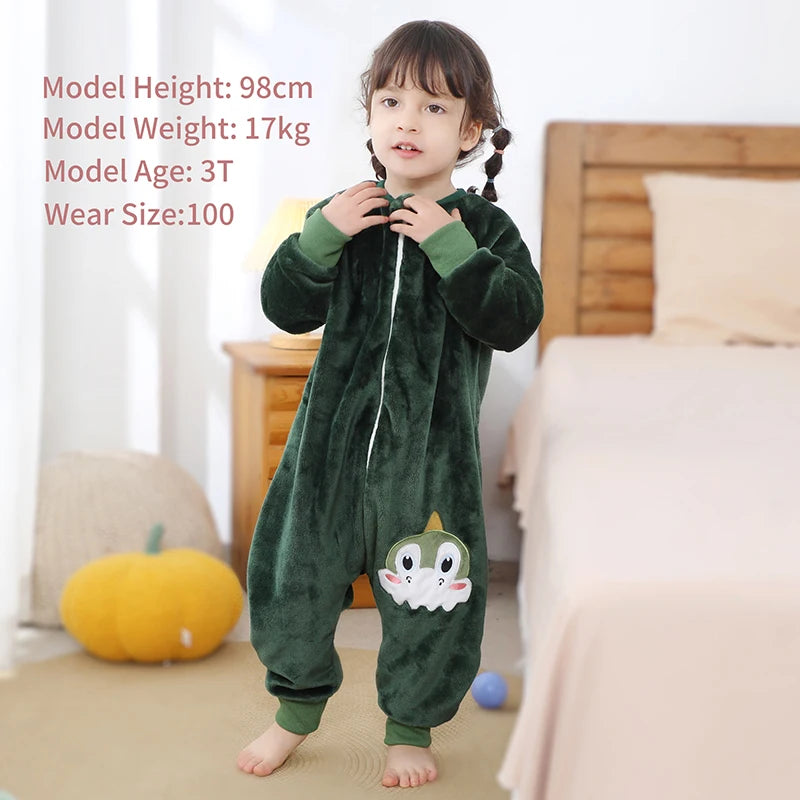 Cartoon Flannel Sleepsack Pajamas for Kids