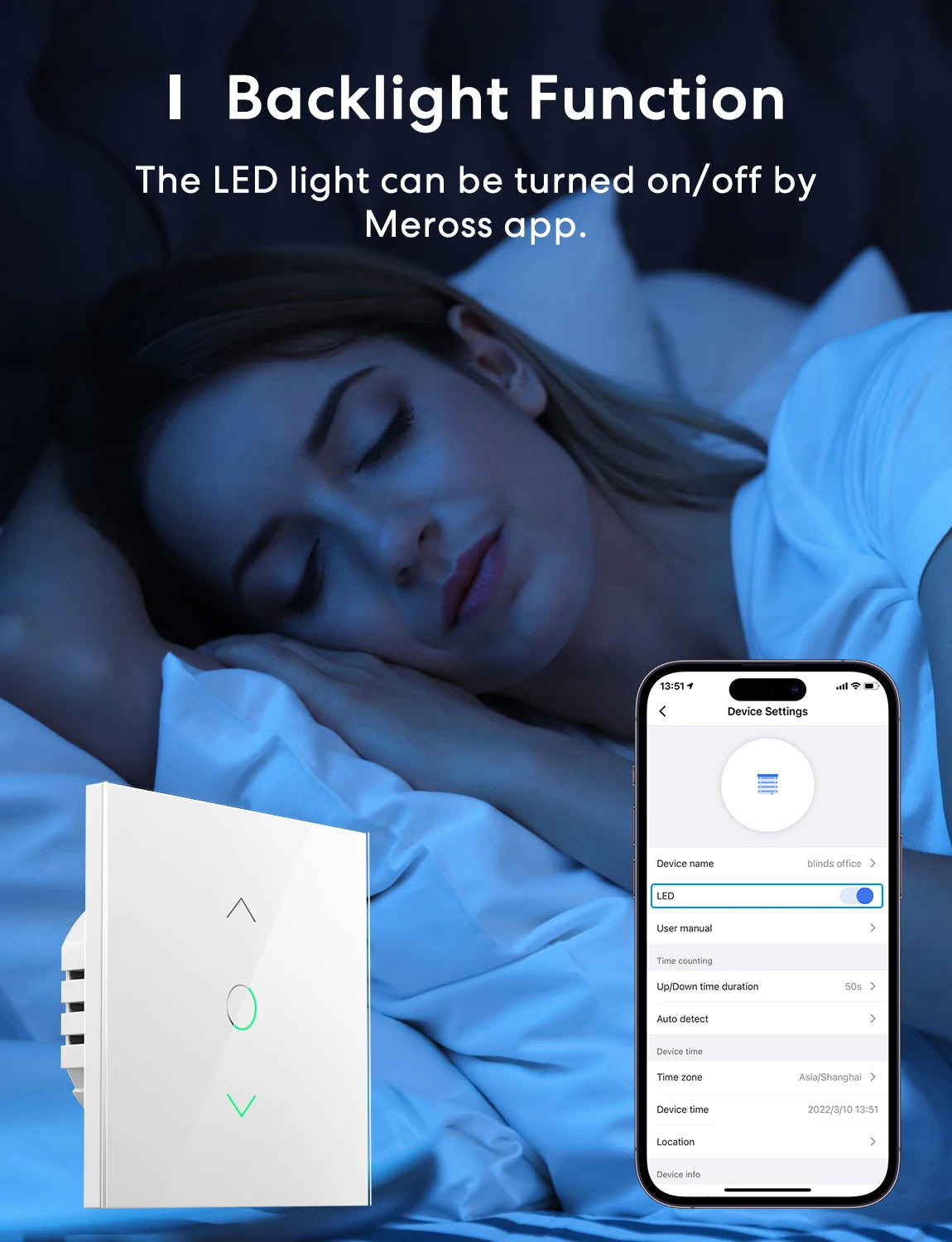 Meross Smart Matter EU Roller Shutter Timer (MRS100MA) Voice Control Percentage-Based Control Work with Alexa,Apple Hone .