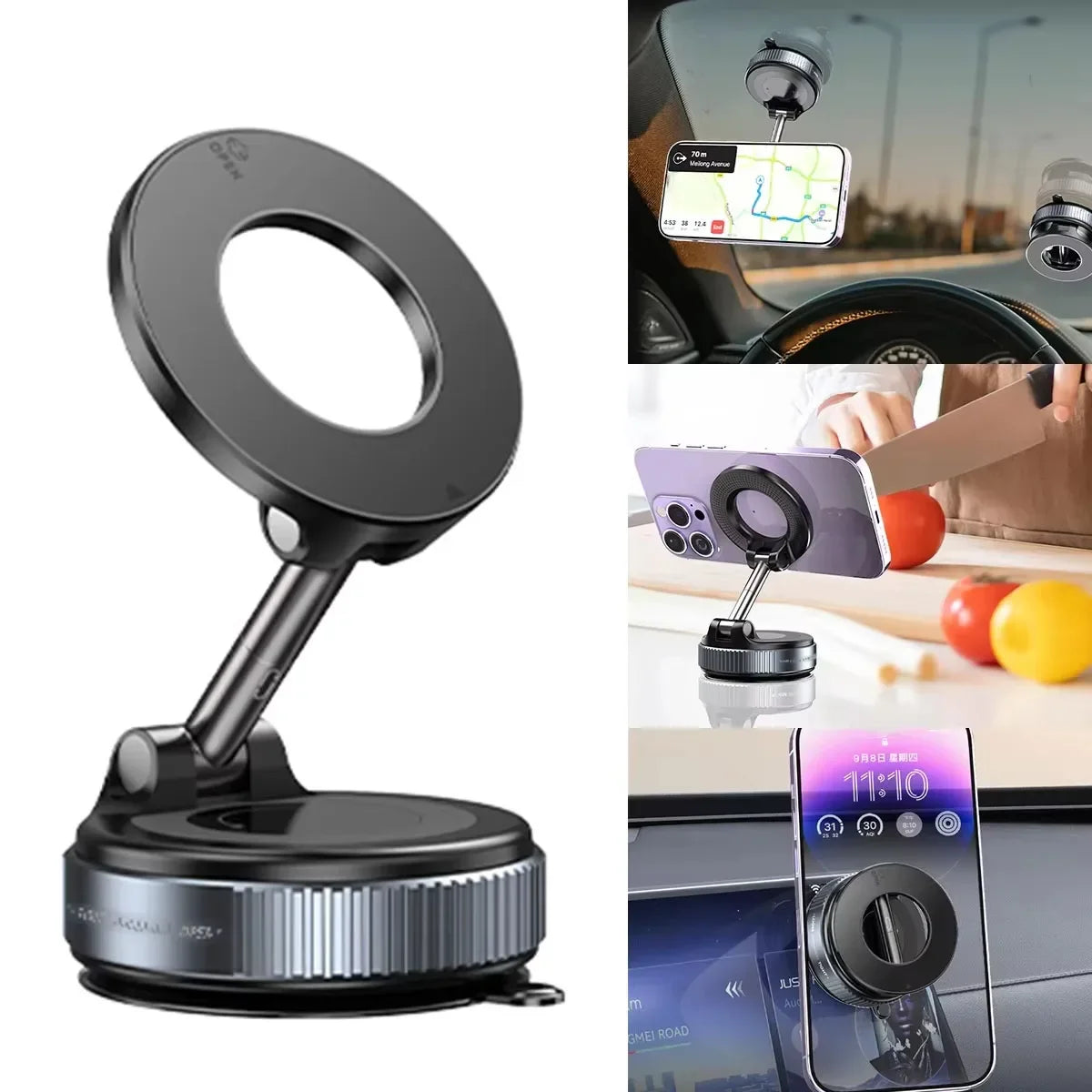 Support magnétique pour téléphone de voiture Ventouse mécanique Pivot 360° Adsorption magnétique Support universel de navigation