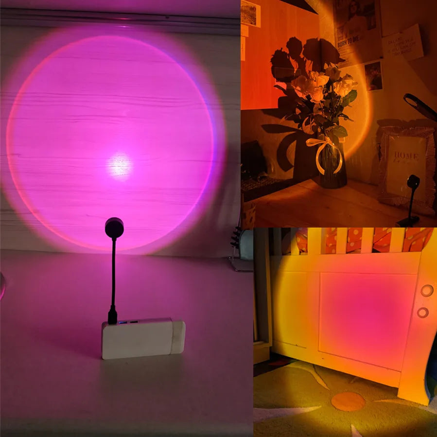 RnnTuu Led USB Sunset Lamp Projector Home Decor Night Light Portable Mood Light For Living Room Wall Photography Neon Lights