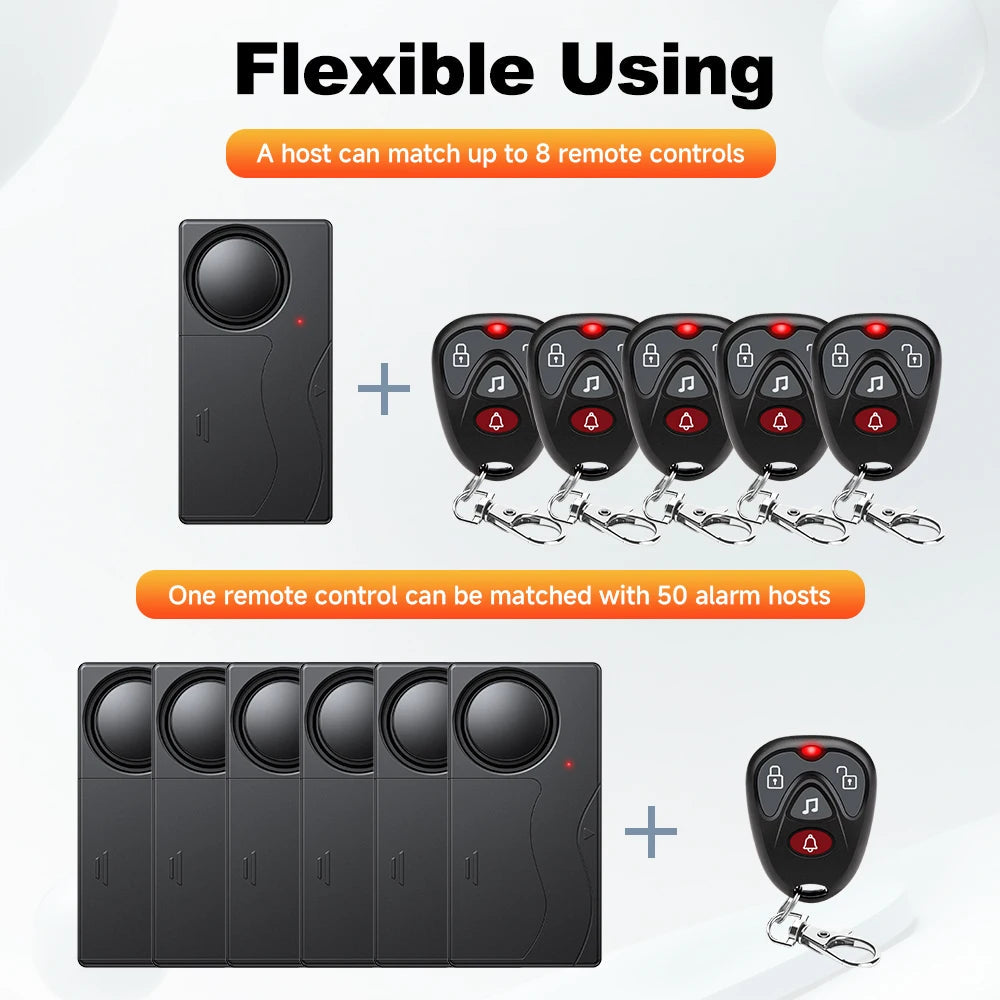 Awapow Wireless Vibration Bike Alarm With Remote Control Anti-Theft Door And Window Alarm 110dB Loud Home Bicycle Security