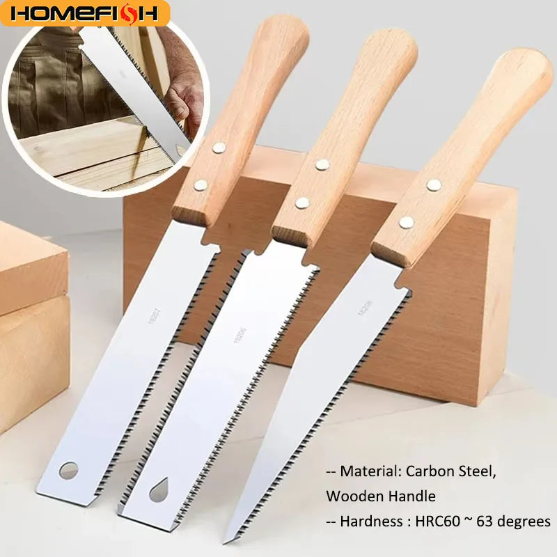 Japanese Style Hand Saw Single/Double Sided Fine Tooth Wood Saw SK5 Steel Flexible Hand Saw Garden Hand Tool for Woodworking