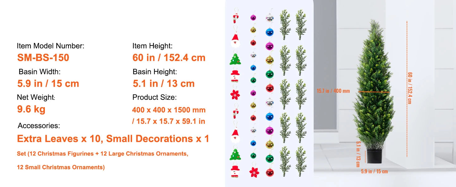 SucceBuy Artificial Cedar Topiary Tree Evergreen Fake Pine Cypress Trees Plant Artificial Greenery Set for Home Decor Outdoor