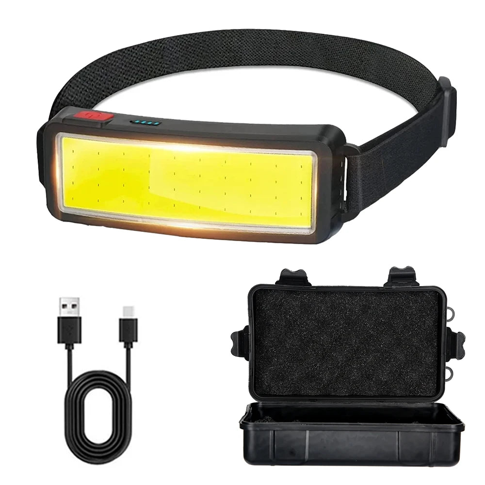 COB LED Headlamp 3 Mode USB Rechargeable