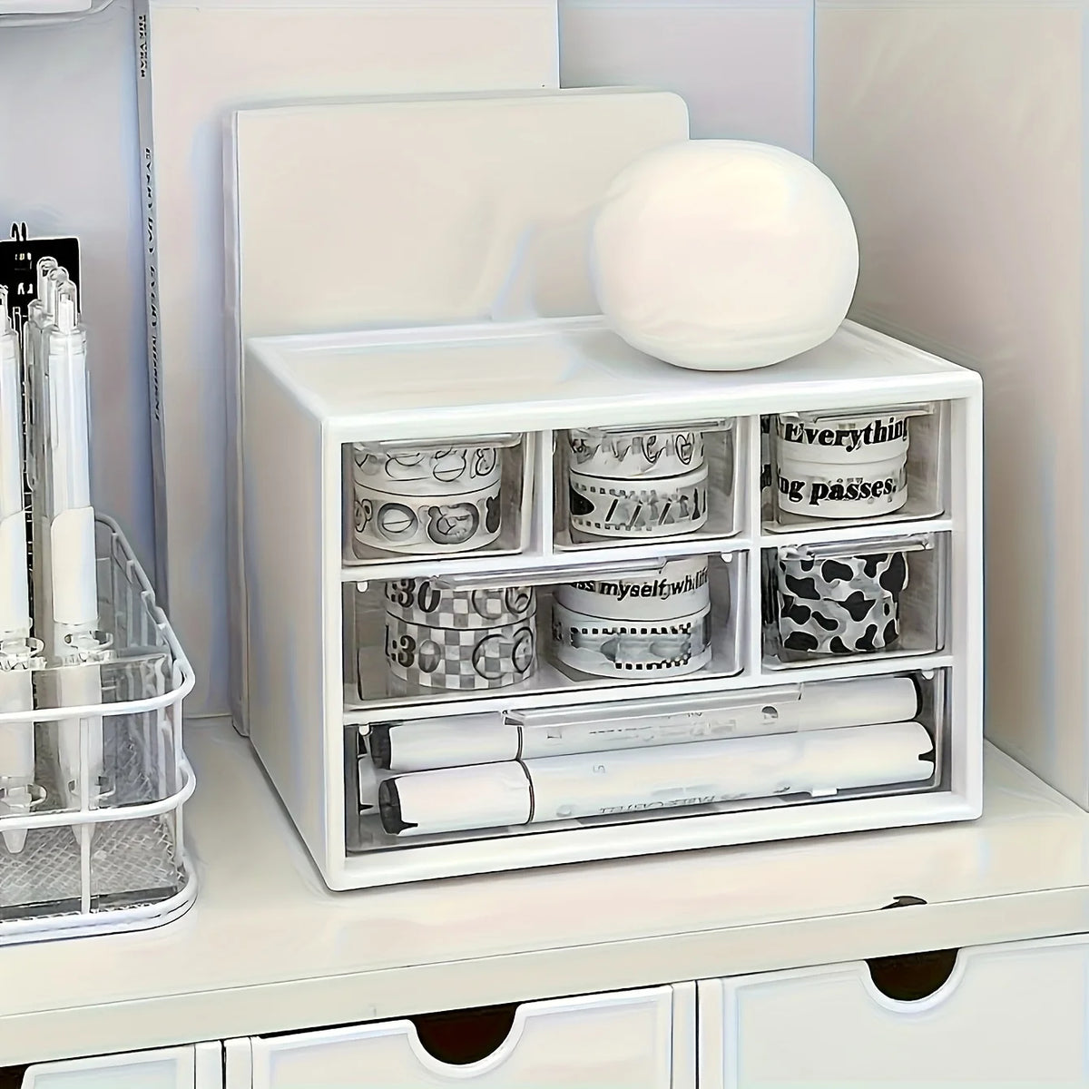 Organizer da scrivania a sei cassetti, bianco