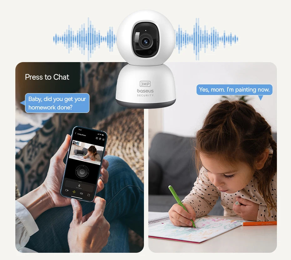 Baseus 3MP 2K Pan & Tilt Home Security Camera