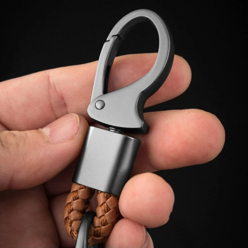 Creative Braided Rope Metal Keychain Durable Key Ring Pendant for Men Personalized Auto Car Key Holder Accessory