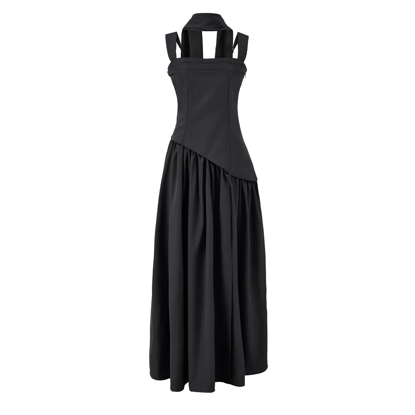 Sexy High Slit Midi Dress with Strapless A-Line Silhouette