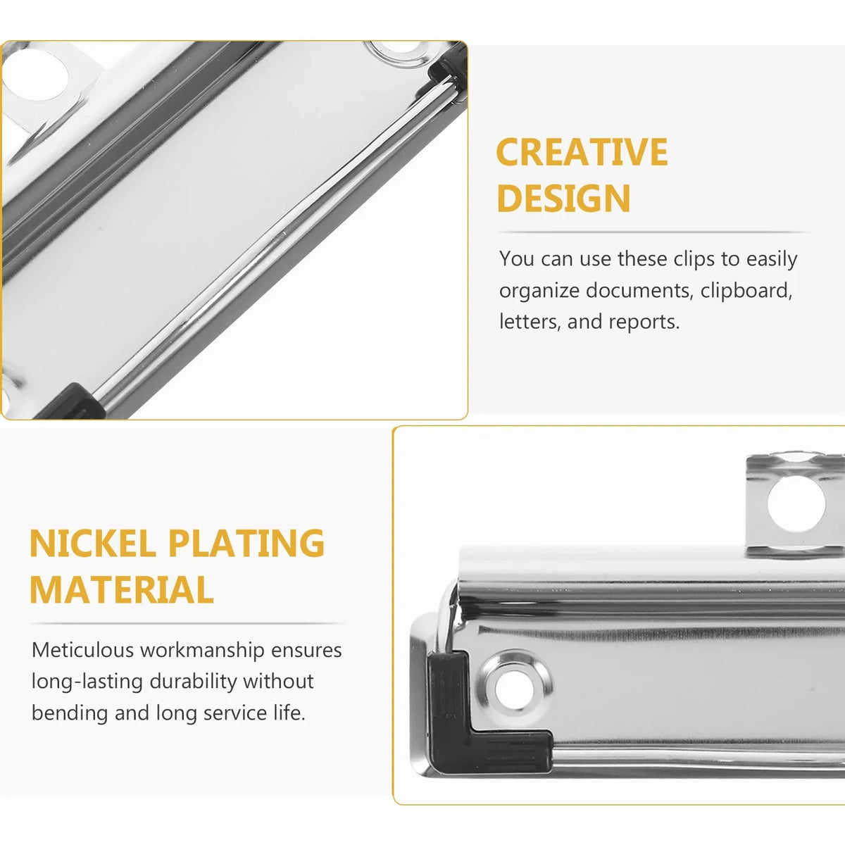 Monterbare metalclips til clipboard, 10 eller 20 stk.