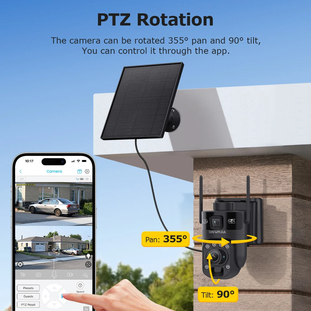 6K 12MP 4G/WiFi Solar Battery Security Camera 60X Zoom PTZ Outdoor