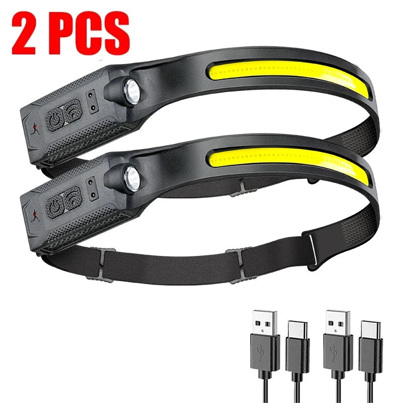 Rechargeable Headlamp with COB and Spotlight