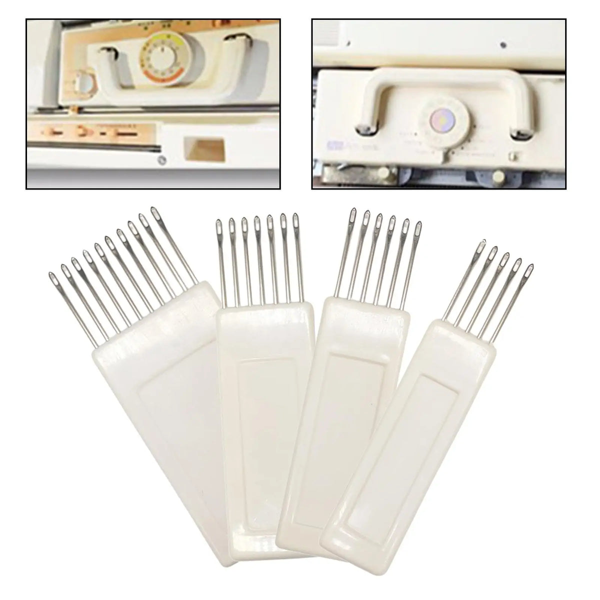 Zdrobit de transfer pentru mașina de tricotat? Wait careful. "Knitting Machine Transfer Combs" translates to "Piepteni de transfer pentru mașina de tricotat" Yes.