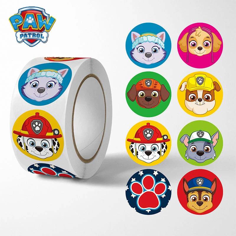 New 500PCS Paw Patrol Children's Cartoon Stickers Cute Kids Stationery Supplies School Teacher Supplies Reward Sticker Toys Gift