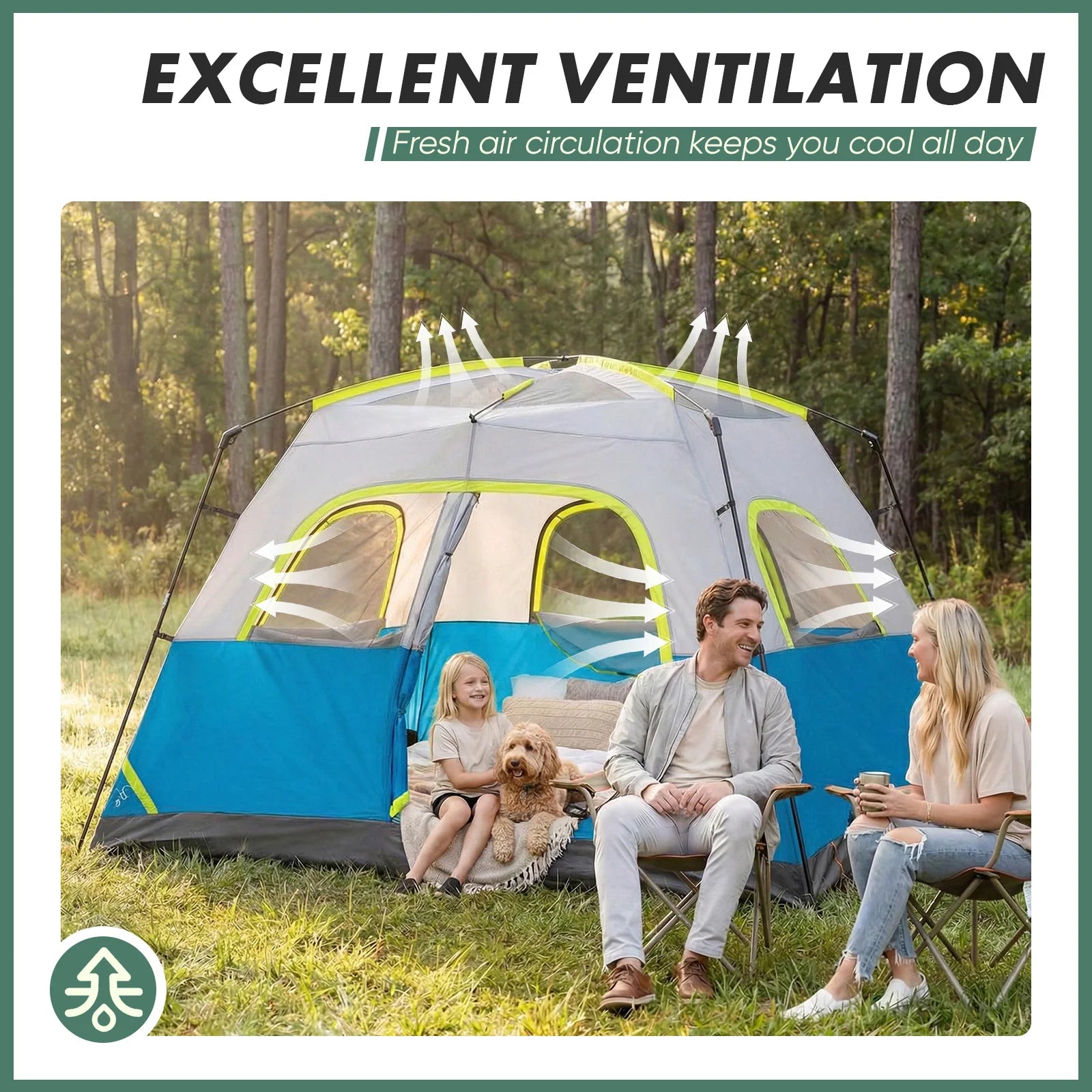 6 Person Camping Tent Waterproof Instant Setup Family Dome Shelter