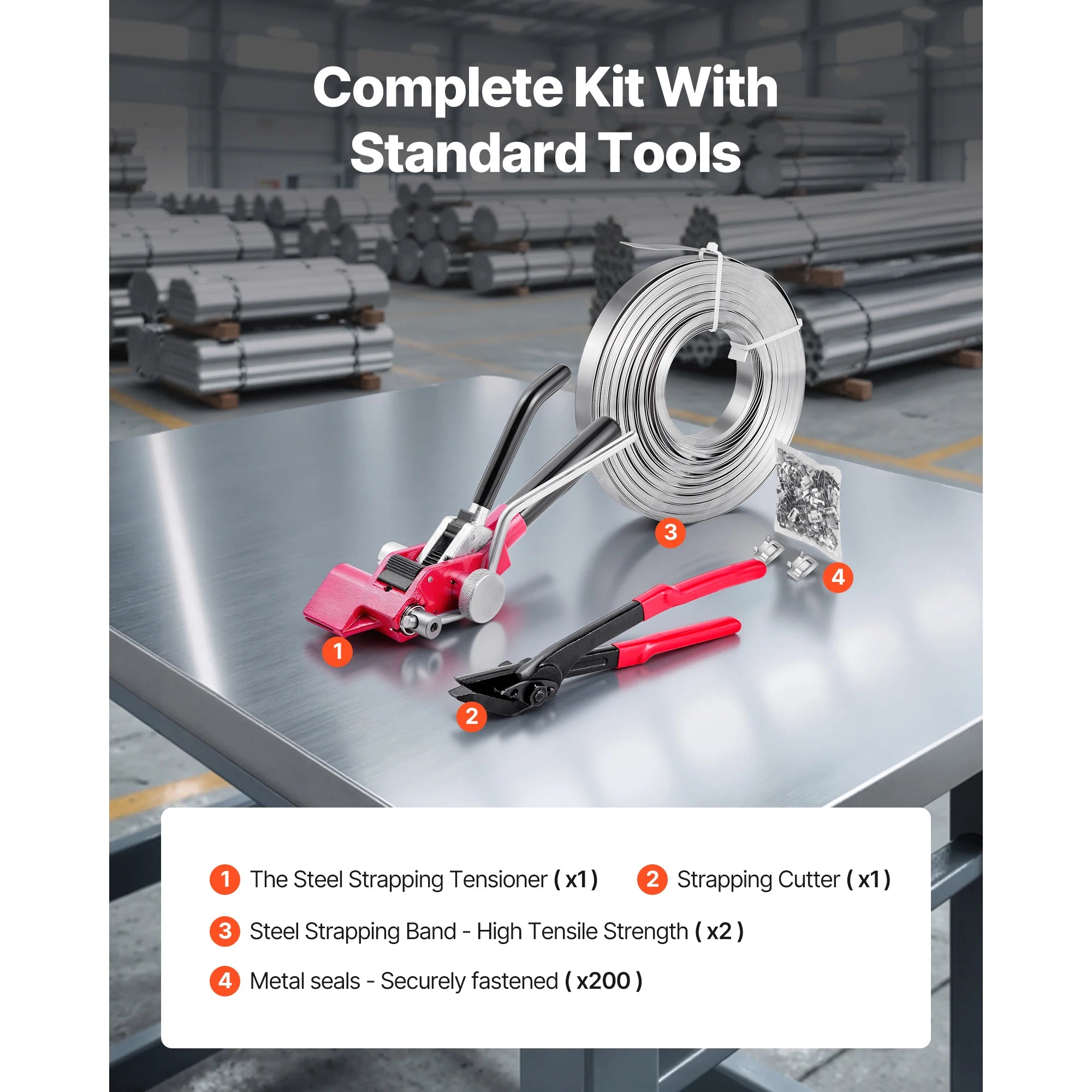 Steel Banding Strapping Kit with Tensioner, Cutter & 200/400ft रोल