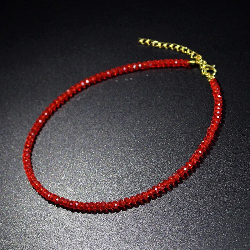 Trendy 3mm Black Clear Beads Chain Short Choker Necklace Female Jewelry Women Sweet Necklaces Bijoux Femme Ladies Party Gift