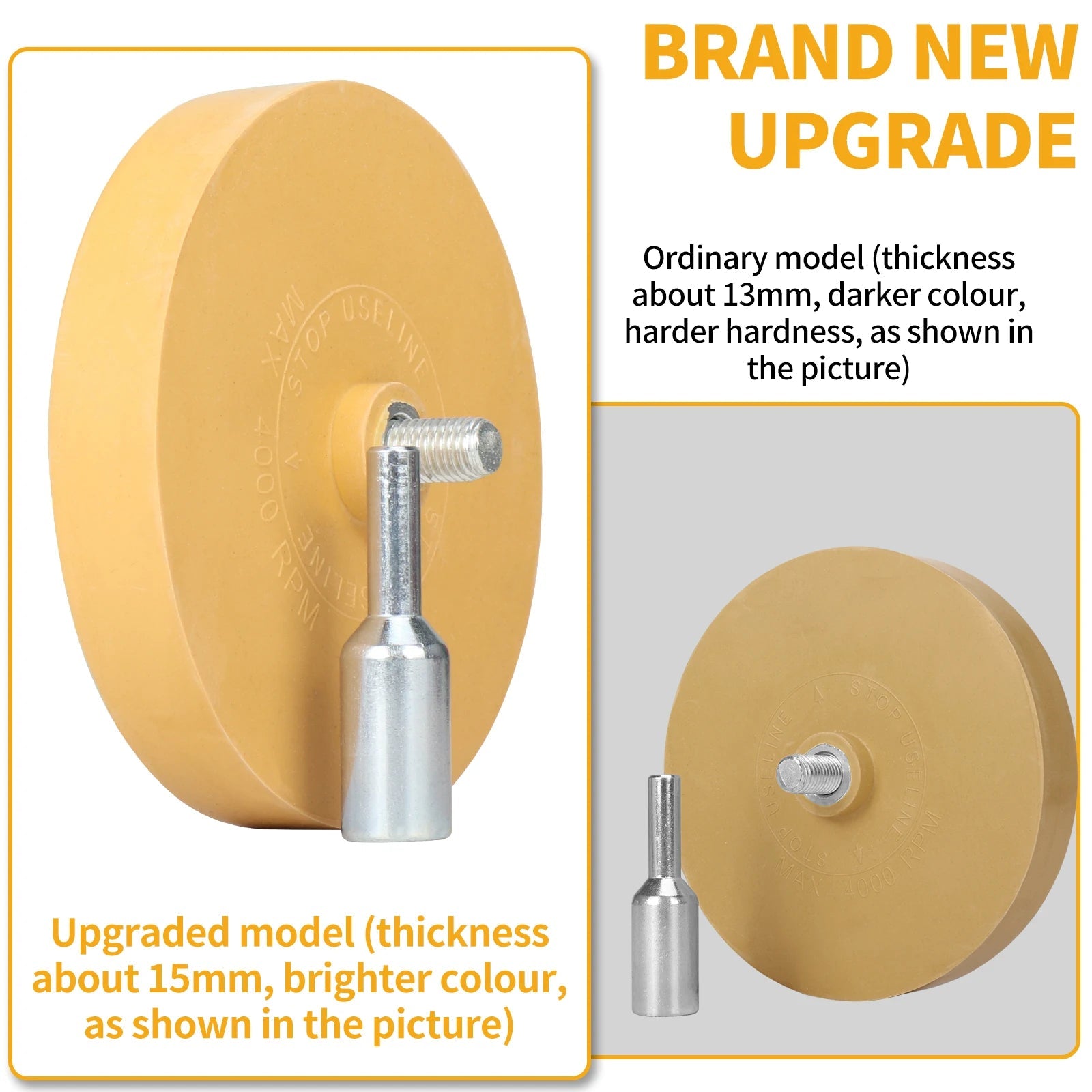 SIFANG Car Eraser Wheel Adhesive Remover Rubber Wheel, Smooth Power Drill Adapter, Paint Repair Rubber Vinyl Decals Removal Tool