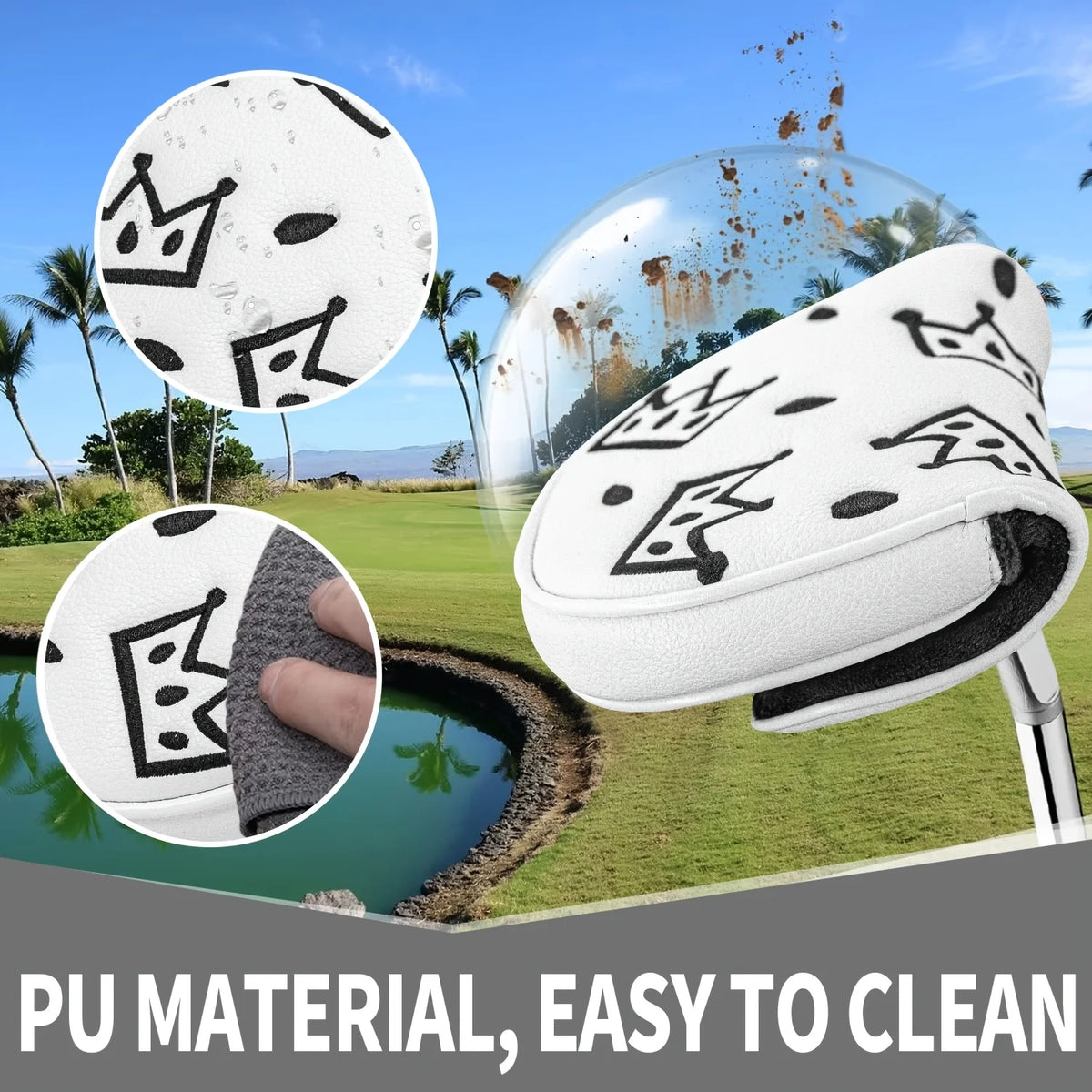 Skydd för golfputter av mallettyp - design med krönost, PU-läder