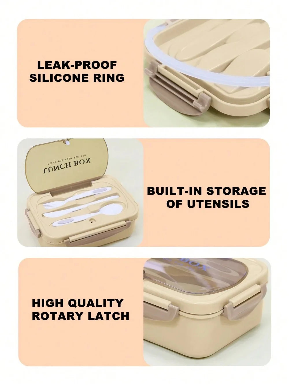 1200ml Divided Lunch Box with Utensil Storage