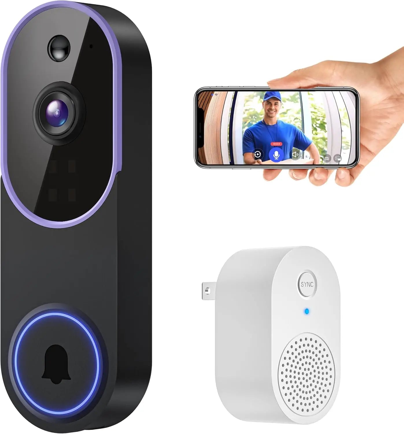 Cámara de Timbre de Video Inalámbrico con Detección por IA y Visión Nocturna
