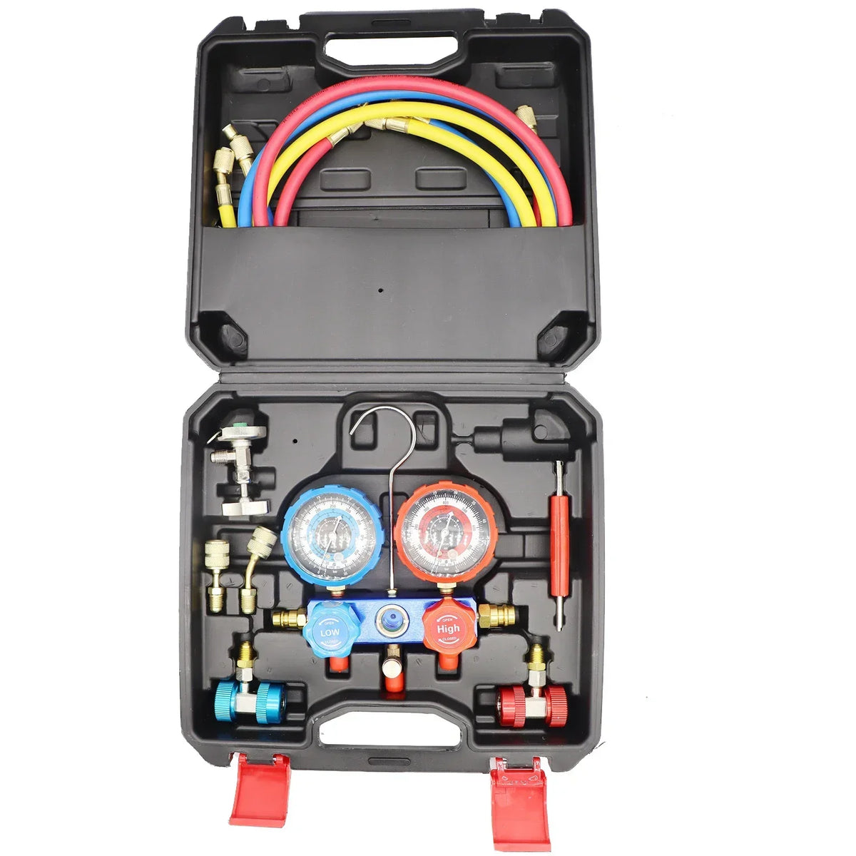 NEW Car Air Conditioning Pressure Manifold Gauge Hose Kit R22 R-410A R-134a R-404A Refrigerant Pressure Gauge Set Storage Box