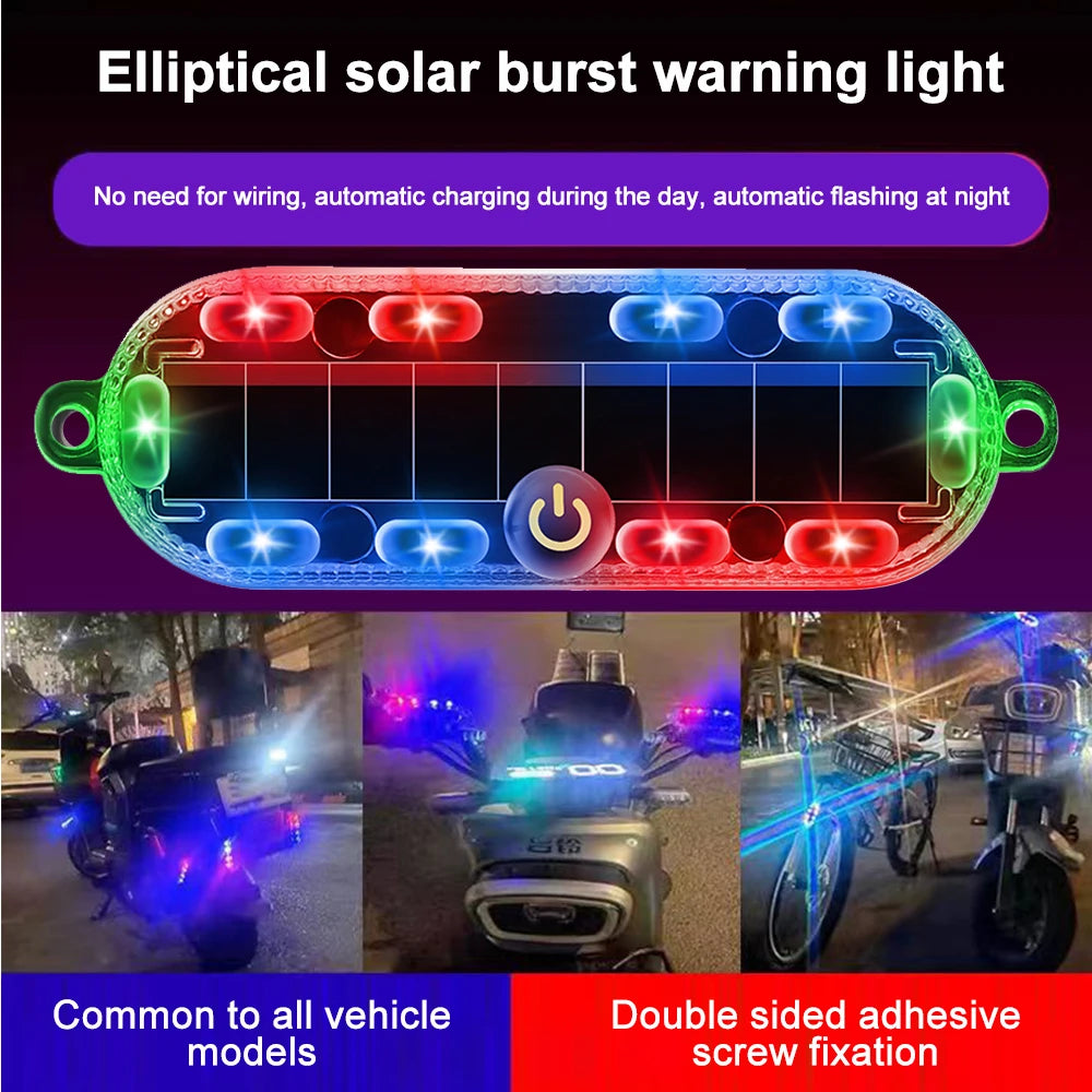Car Solar Charging-free Anti-rear Collision And Explosion-proof Safety Light Motorcycle Brake Tail Light Modified Flash Light