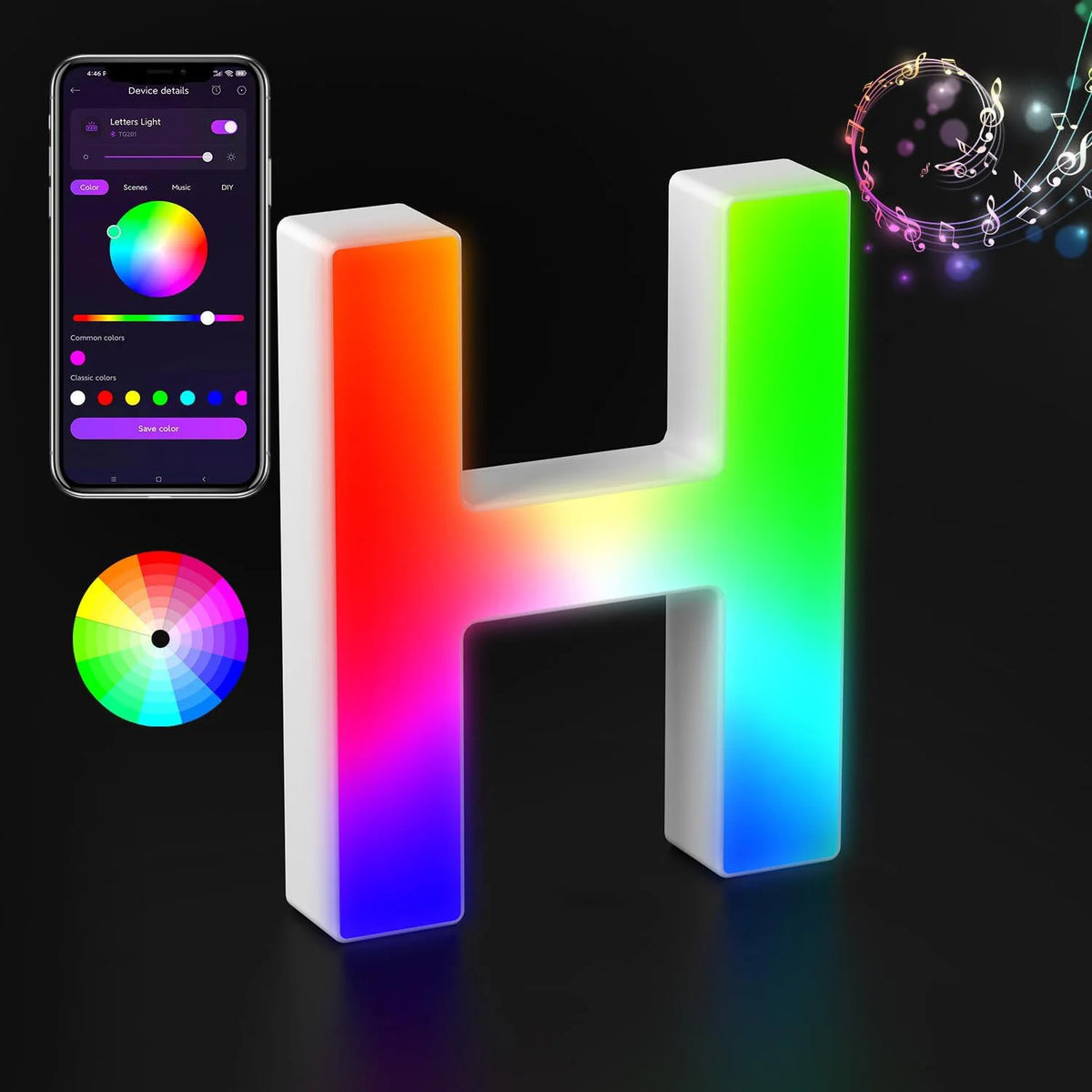 Appstyrt RGB LED-bokstavlampe