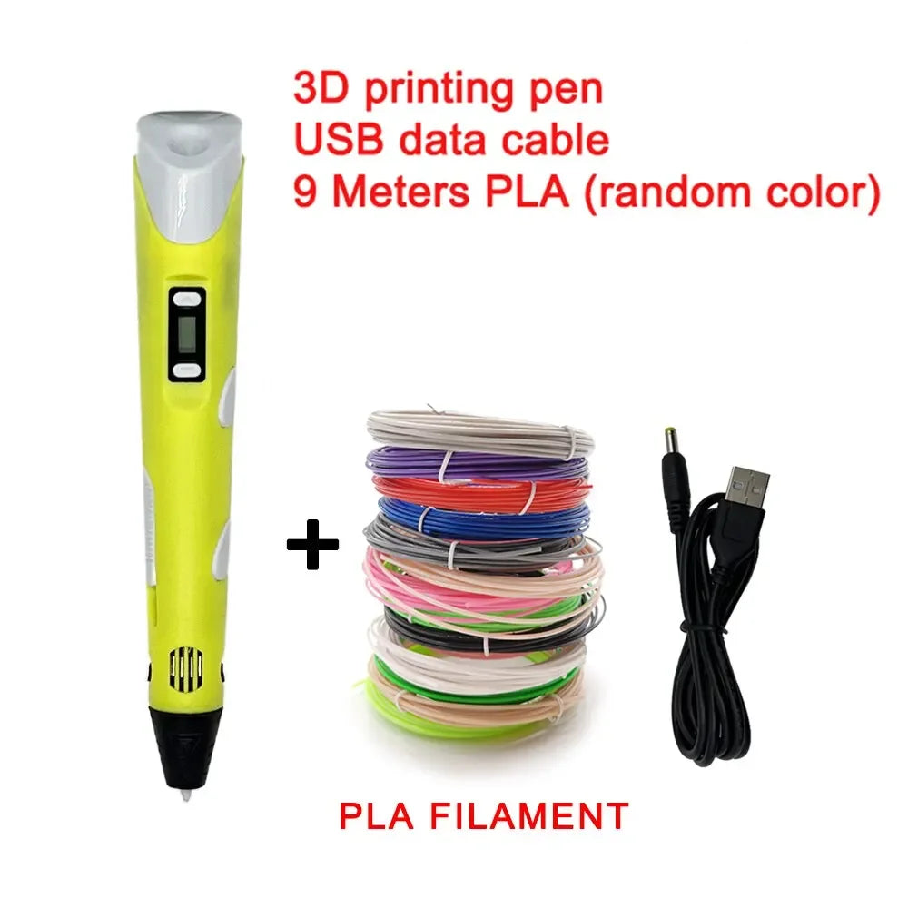 USB 3D Printing Pen with 9M PLA for Creative DIY Art