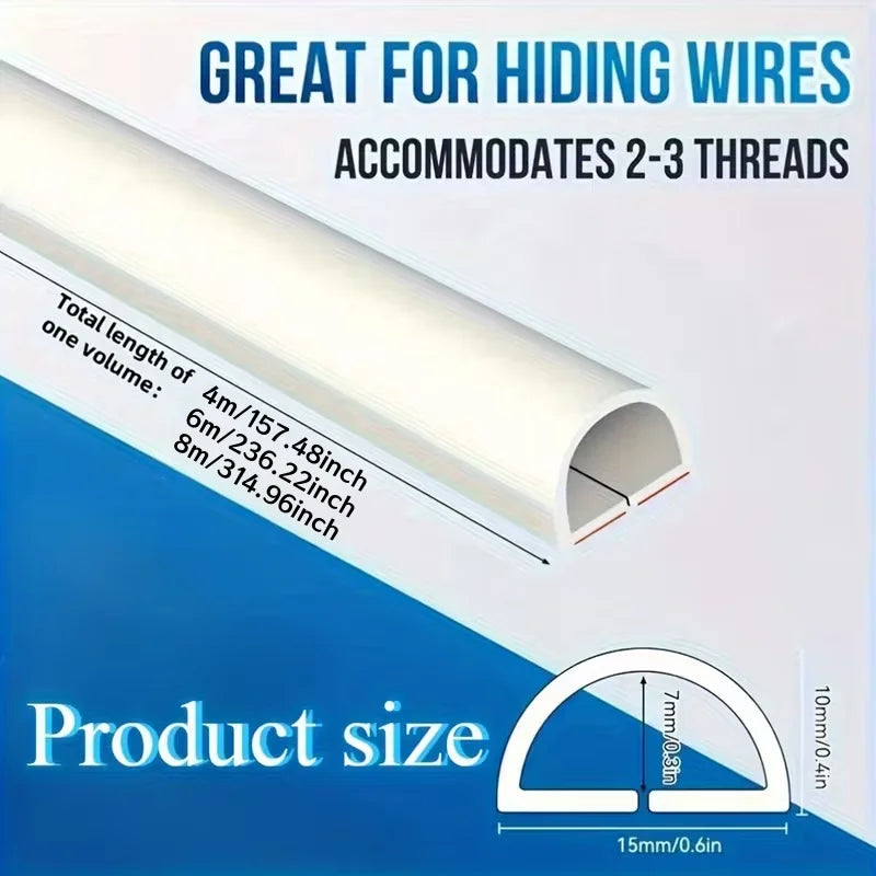 1PC 1/4/6/8m Protector de cable autoadhesivo de PVC, tira protectora para cables, cubierta aislante resistente al desgaste, previene la desgaste del cable