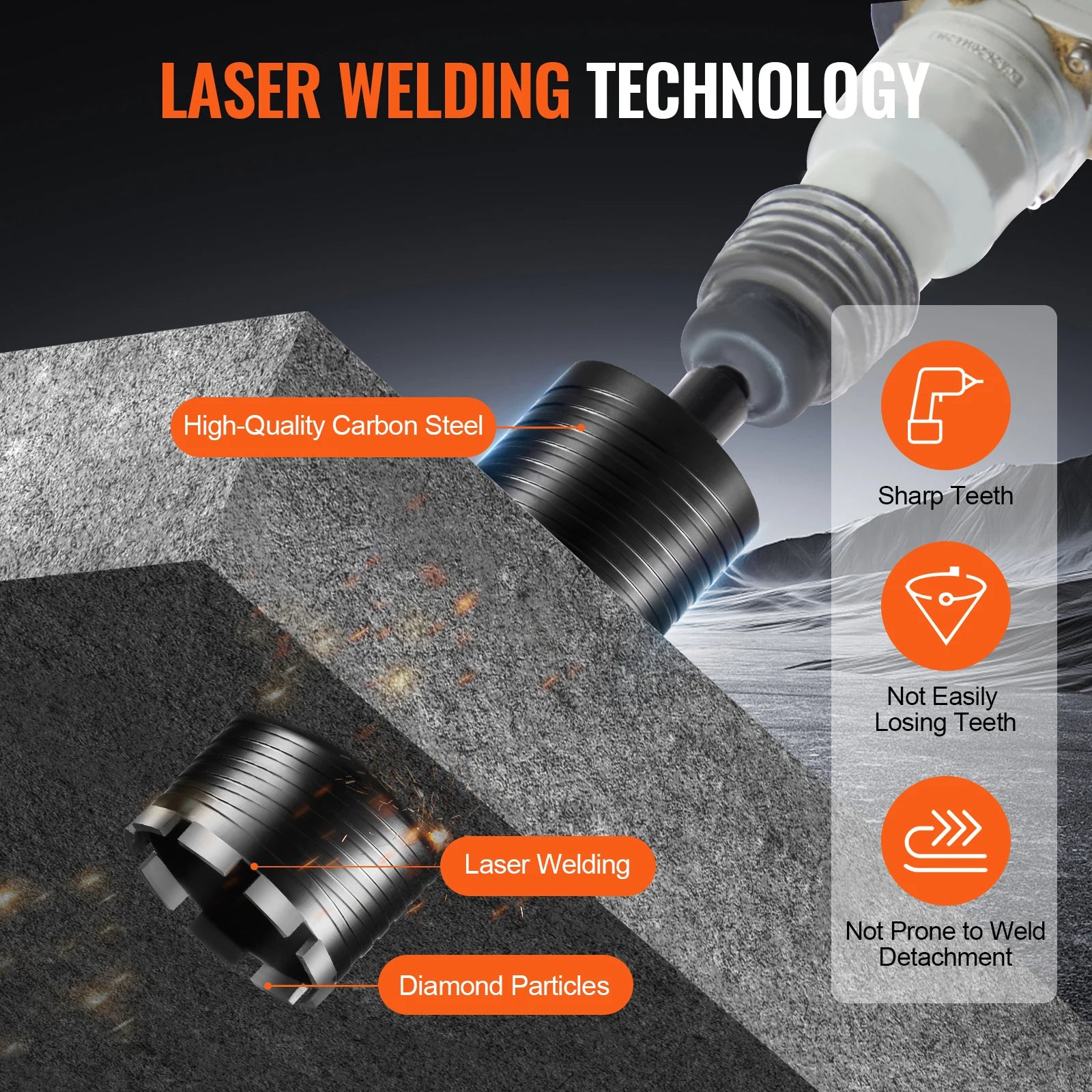 Wet/Dry Diamond Core Drill Bit for Brick and Concrete with Pilot Bit, Adapter and Saw Blade