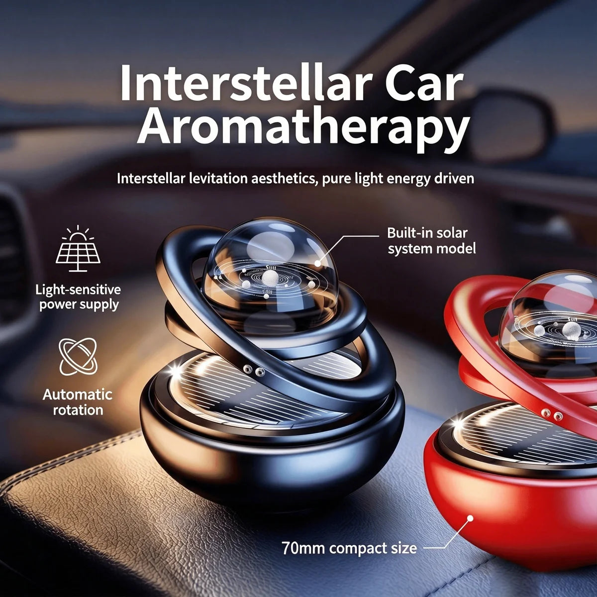 Solarbetriebener Kristallkugel-Duftkerze Sternenhimmel Aromatherapie Auto-Innenraum Duft Dashboard Dekoration