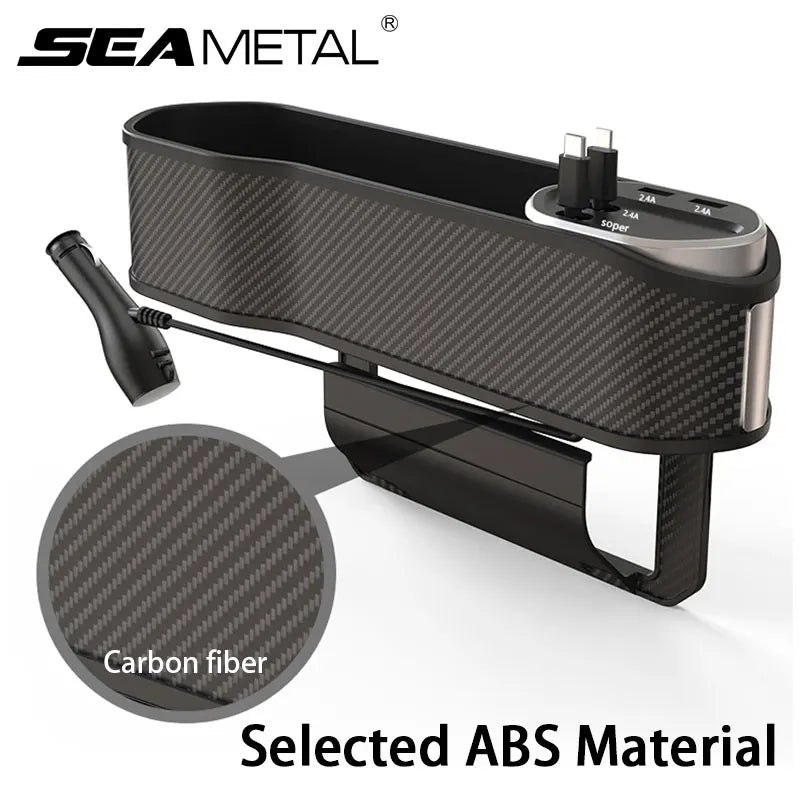 Car Seat Gap Organizer with Wireless Charging and Storage Box