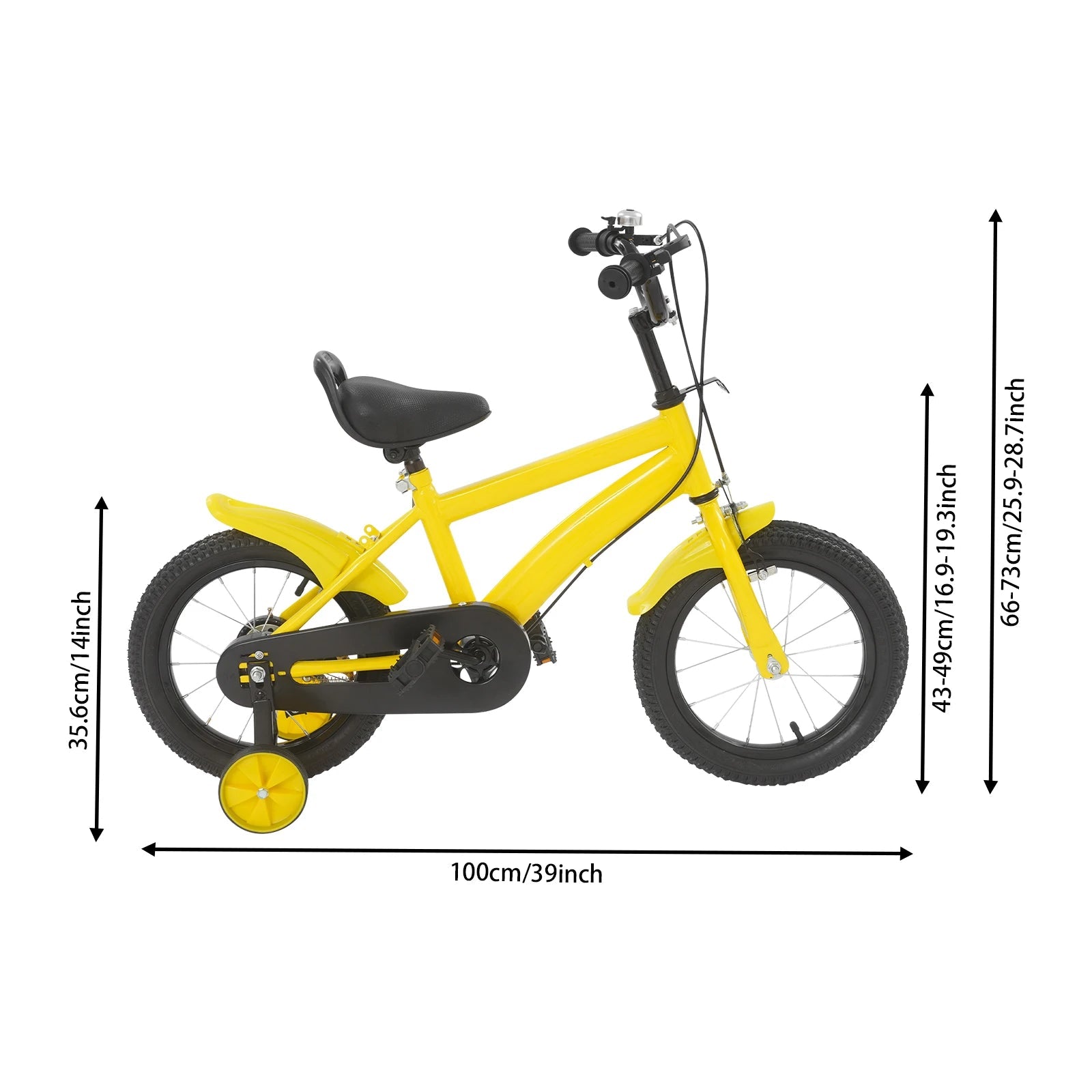 14'' Children's Learning Bicycle Kids Bike Adjustable Seat Dual Brakes for Children's Riding, Lessons, Recreation, or Exercise