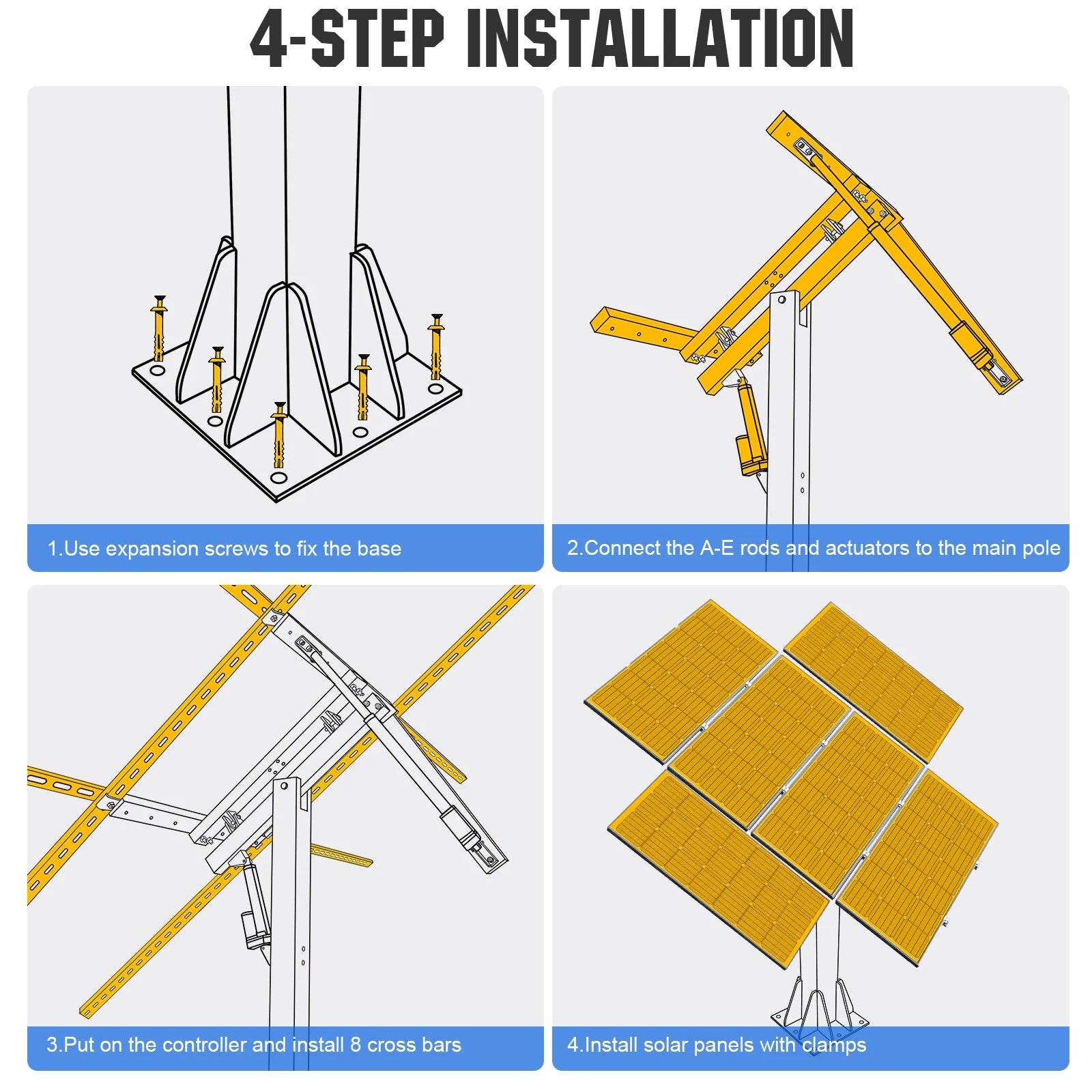 ECO-WORTHY Solar Panel Dual Axis Tracking System (Increase 40% Power) with Tracker Controller for Yard/Farm/Field