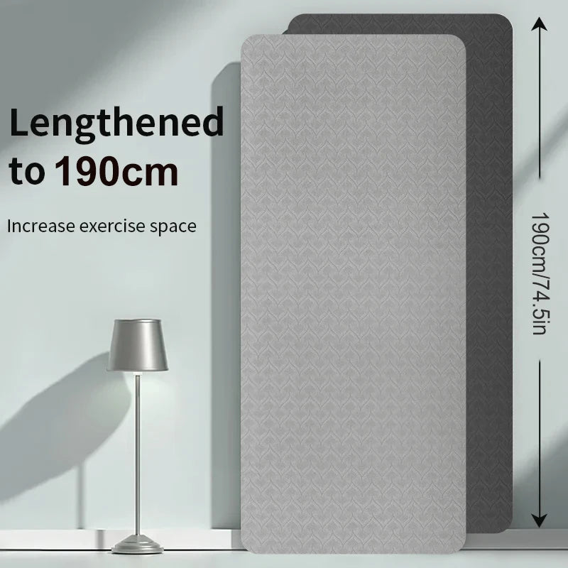 190CM Non-Slip TPE Yoga Mat with 6mm Cushioning